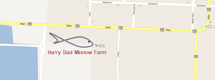Map to Harry Saul Minnow Farms